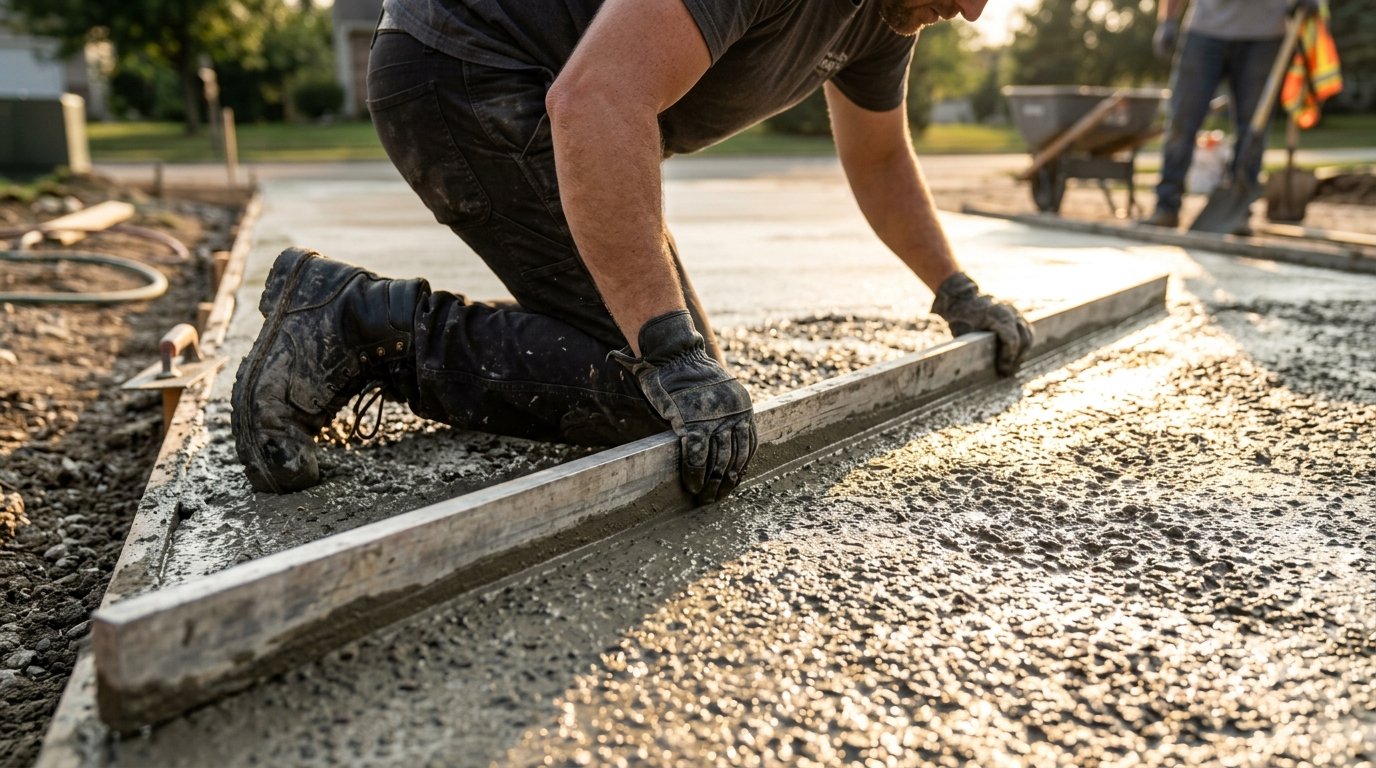 OC Concreting Services professional leveling fresh concrete